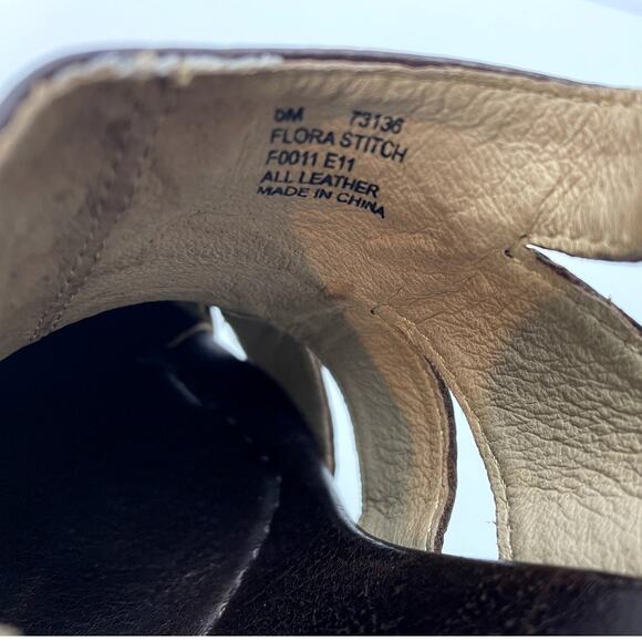 FRYE Slingback Brown Leather Platform Clog Shoe Womens (6)‎ Flora Stitch Boho - Picture 8 of 8